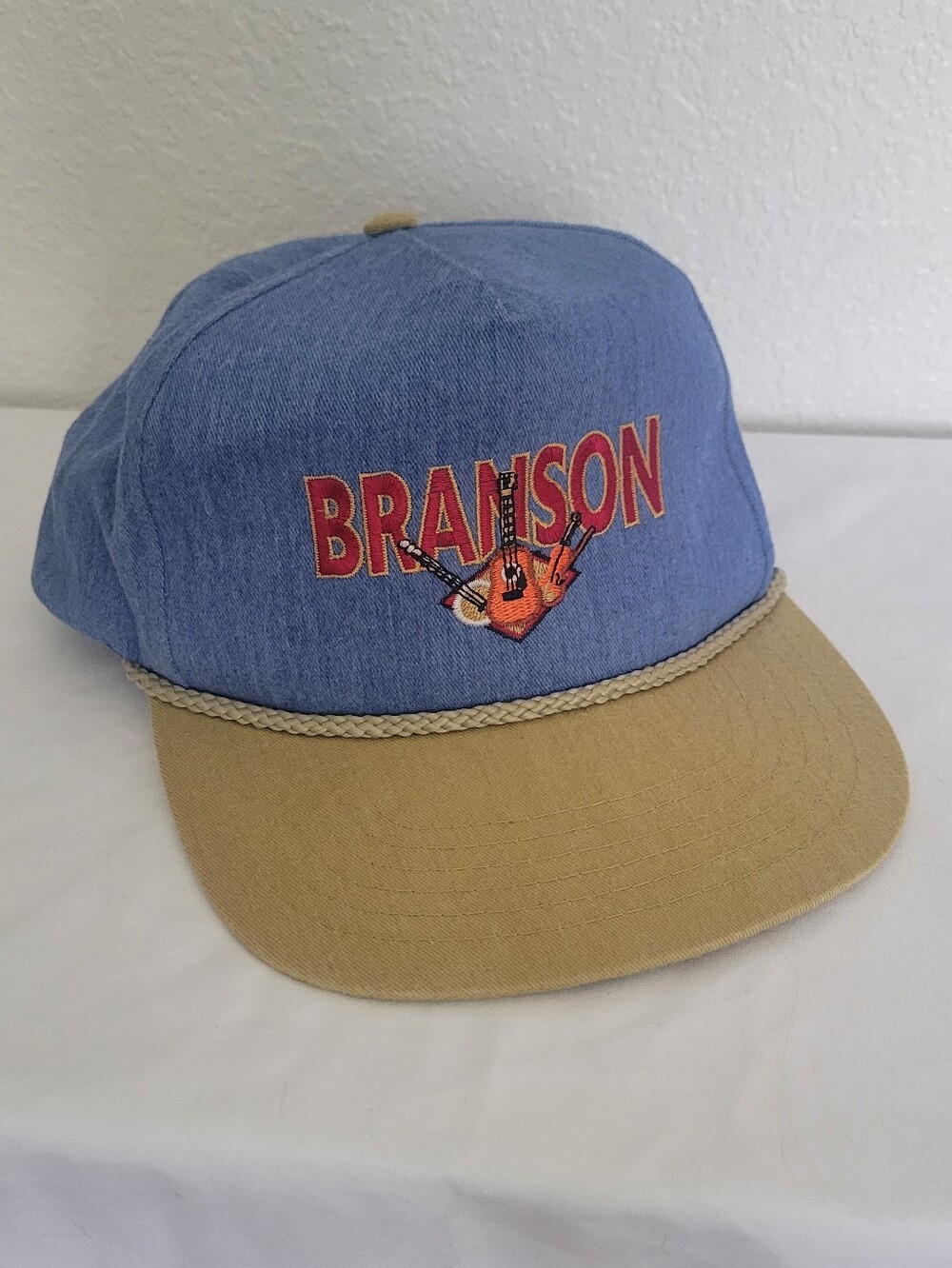 Vintage 90s Branson Music Baseball Cap Hat With Braided Bill